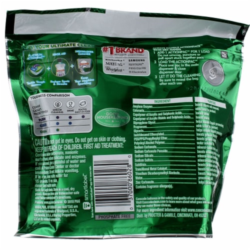 Cascade Complete ActionPacs Fresh Scent Dishwasher Detergent Pods Perspective: back