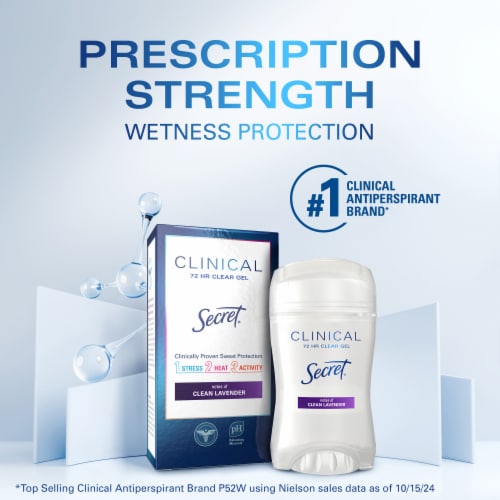 Secret Clinical Strength for Women Antiperspirant Deodorant Clear Gel Clean Lavender Perspective: back