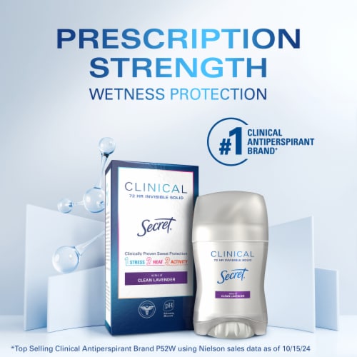 Secret Clinical Strength for Women Antiperspirant Deodorant Invisible Solid Clean Lavender Perspective: back
