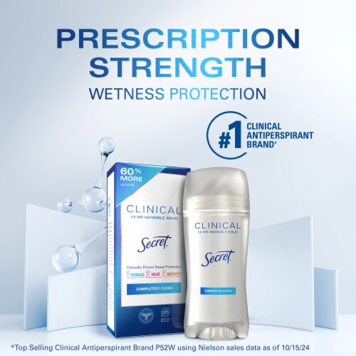 Secret Clinical Strength Women's Antiperspirant Deodorant Invisible Solid Completely Clean, 2.6oz Perspective: back