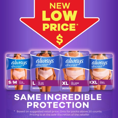 Always Discreet Adult Incontinence & Postpartum Underwear for Women Maximum Large Perspective: back