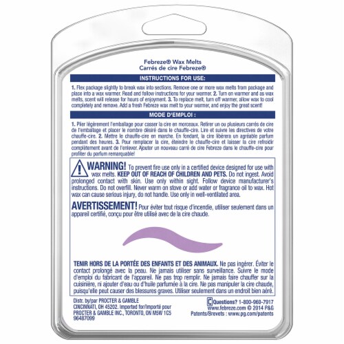 Febreze Mediterranean Lavender Air Freshener Wax Melts Perspective: back