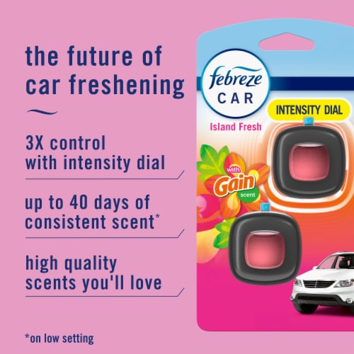 Febreze Island Fresh Car Odor-Eliminating Air Freshener Vent Clip with Gain Scent Perspective: back