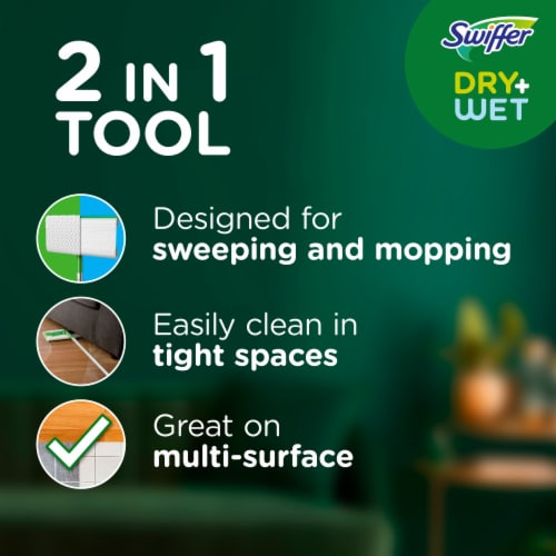 Swiffer Sweeper Dry and Wet Multi Surface Floor Cleaner Sweeping and Mopping Starter Kit Perspective: back