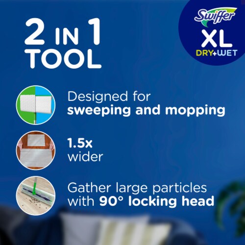 Swiffer Sweep + Mop XL Broom & Mop Alternative Dry & Wet Floor Cleaner Fresh Scent Cleaning Set Perspective: back