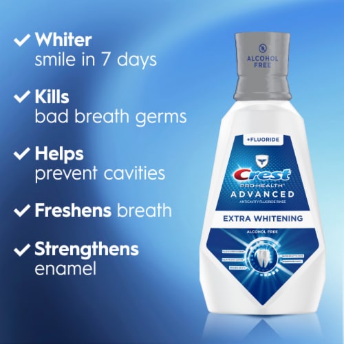 Crest Pro-Health Advanced Mouthwash, Alcohol Free, Extra Whitening, Mint Perspective: back