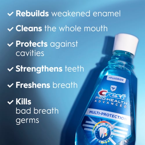 Crest Fresh Mint Pro Health Advanced Alcohol Free Anticavity Fluoride Mouthwash Perspective: back