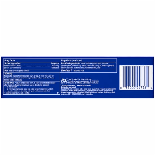 Crest 3D White Radiant Mint Fluoride Anticavity Toothpaste Perspective: back