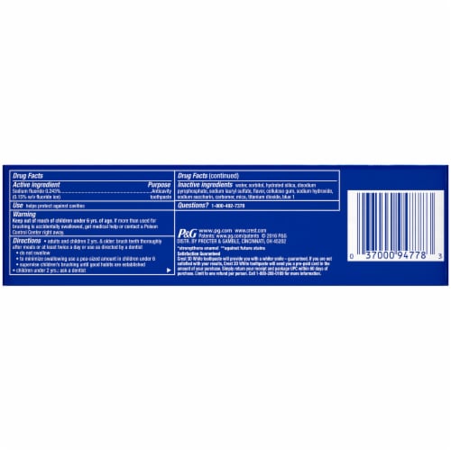 Crest 3D White Arctic Fresh Whitening Toothpaste Perspective: back