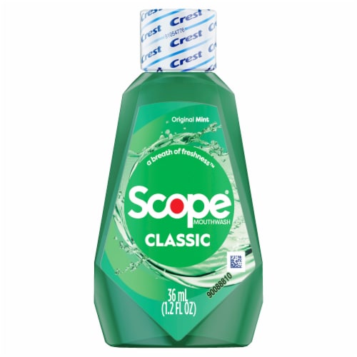 Crest Scope Classic Mouthwash, Original Mint Travel Size Perspective: back