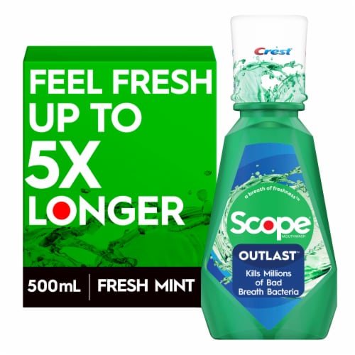 Crest Fresh Mint Scope Outlast Mouthwash Perspective: back