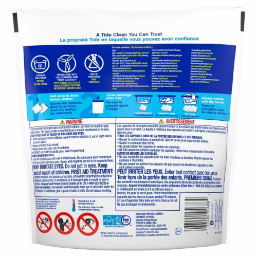 Tide PODS Free and Gentle Unscented Liquid Laundry Detergent Soap Pacs Perspective: back