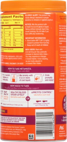 Metamucil® Premium Blend Orange Flavor Psyllium Powdered Fiber Supplement Perspective: back