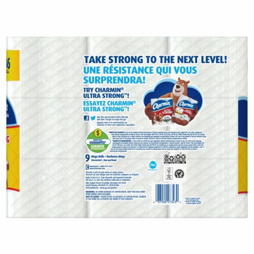 Charmin Essentials Strong Toilet Paper Tissue Mega Rolls Perspective: back