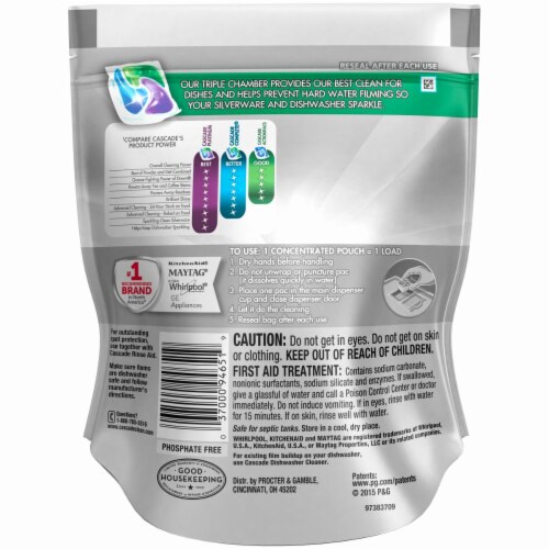 Cascade Platinum Dawn Fresh Scent Action Pacs  Dishwasher Detergent Perspective: back