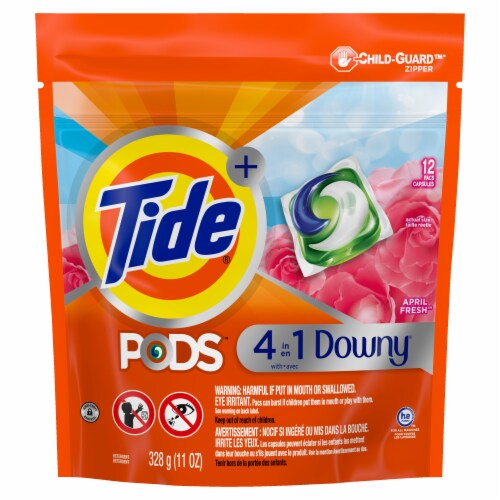 Tide PODS with Downy April Fresh Liquid Laundry Detergent Pacs Perspective: back