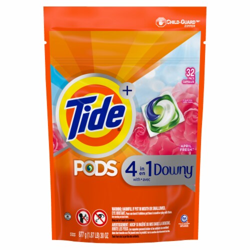 Tide Pods + 4-in-1 Downy April Fresh Detergent Pacs Perspective: back