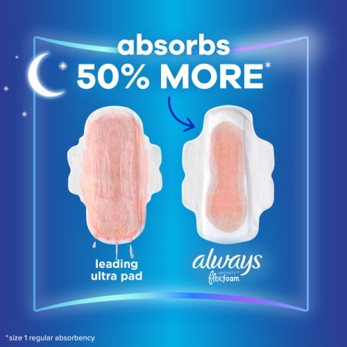 Always Infinity Size 5 Extra Heavy Overnight Unscented FlexFoam Pads with Flexi-Wings Perspective: back