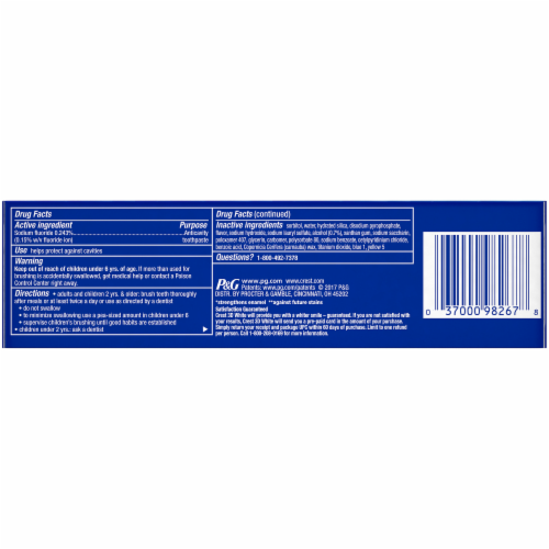 Crest 3D White Mild Mint Fluoride Anti-Cavity Toothpaste Perspective: back