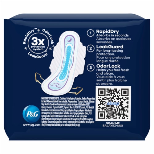Always® Ultra Thin Size 4 Overnight Pads with Flexi-Wings Perspective: back