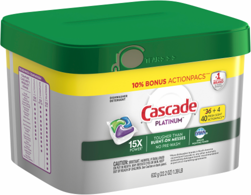 Cascade Platinum Fresh Scent Dishwasher Detergent Action Pacs Perspective: back
