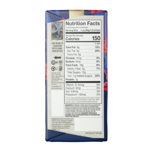 Endangered Species™ Chocolate Raspberry Filling + 60% Chocolate Candy Bar Perspective: back