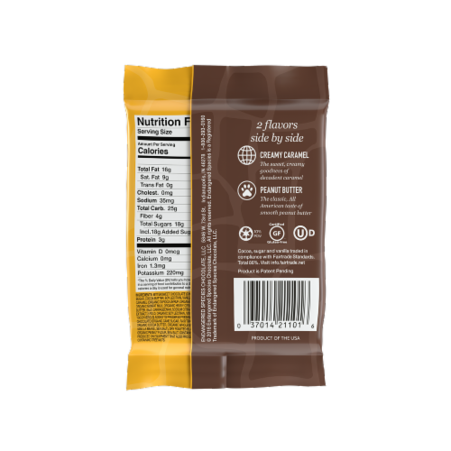 Endangered Species Duoz Peanut Butter & Caramel Dark Chocolate Bar Perspective: back