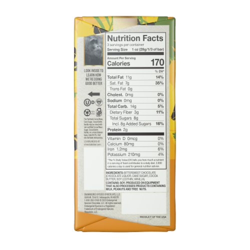 Endangered Species™ Bold + Silky Dark Chocolate Bar Perspective: back