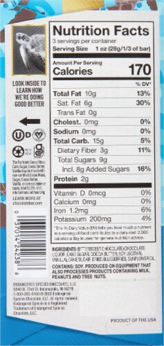 Endangered Species™ 72% Cacao Luscious Blueberries and Dark Chocolate Bar Perspective: back