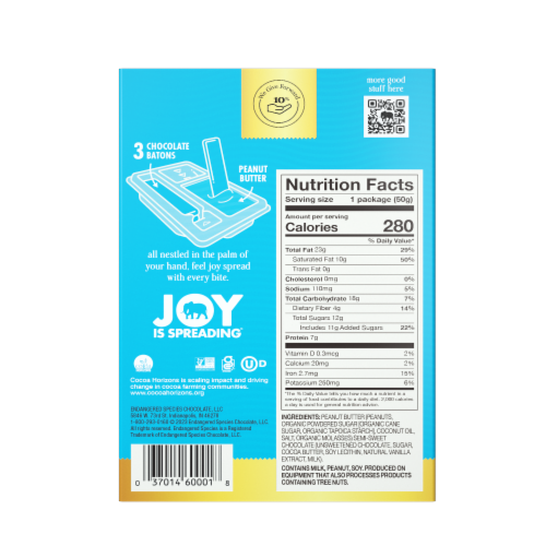 Endangered Species Dip 'n Joy Chocolate Batons & Peanut Butter Candy Bar Perspective: back