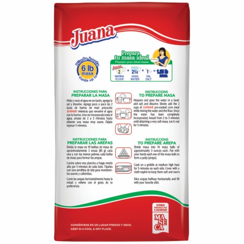 Juana® Pre-Cooked White Corn Meal Perspective: back