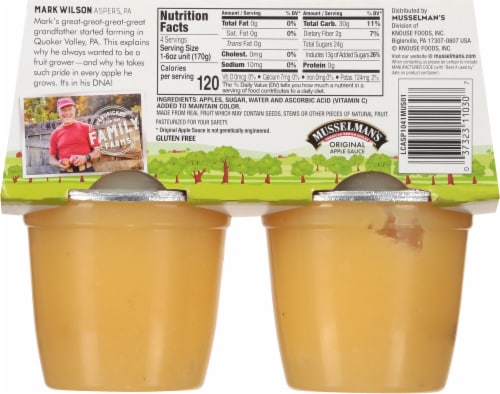 Musselman's® Original Applesauce Big Cups 4 pk / 6 oz Perspective: back