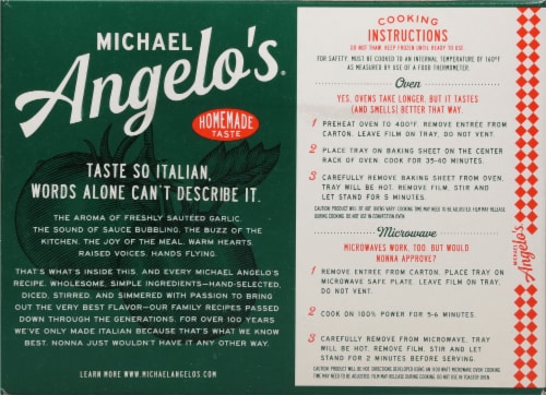 Michael Angelo's® Three Cheese Baked Ziti Frozen Meal Perspective: back