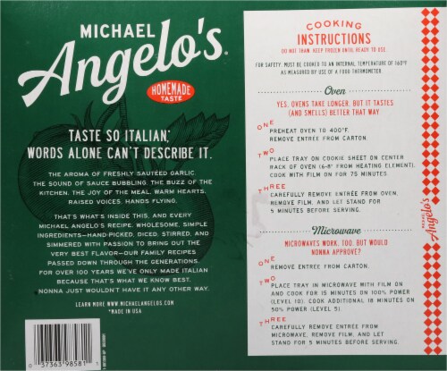 Michael Angelo's® Lasagna With Meat Sauce Family Size Frozen Meal Perspective: back