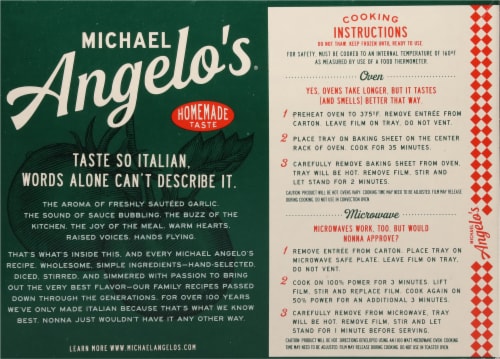 Michael Angelo's® Shrimp Scampi Frozen Meal Perspective: back