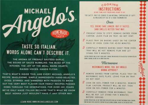 Michael Angelo's® Three Cheese Lasagna Frozen Meal Perspective: back