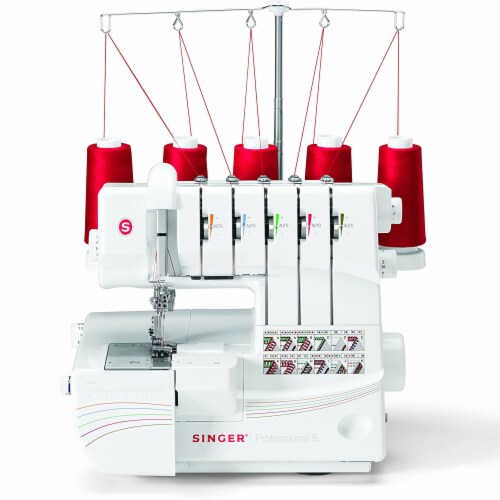 SINGER 14T968DC Professional 2 to 5 Thread Stitch Serger Sewing Machine, White Perspective: back