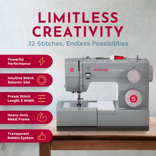 SINGER 4452 Heavy Duty Sewing Machine w/ 110 Applications and Accessories, Gray Perspective: back