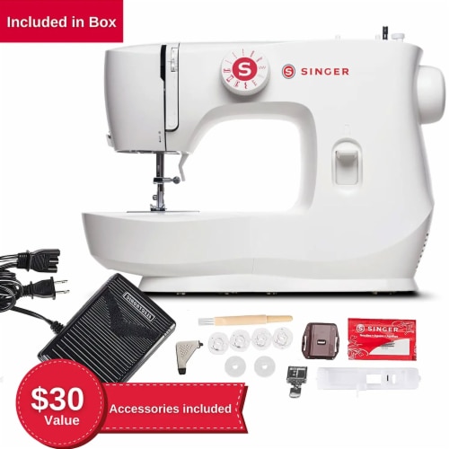 Singer MX60 Sewing Machine with 57 Stitch Applications and Accessories, White Perspective: back