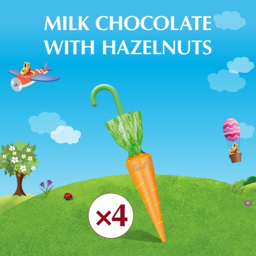 Lindt Carrots Solid Milk Chocolate Easter Candy Blended with Hazelnut Pack Perspective: back