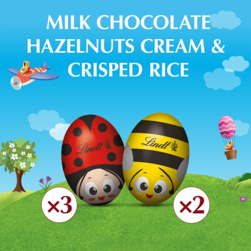 Lindt Bugs & Bees Milk Chocolate Easter Candy with Hazelnut and Crisp Filling Pack Perspective: back