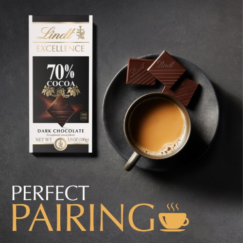 Lindt EXCELLENCE 70% Cocoa Dark Chocolate Candy Bar Perspective: back