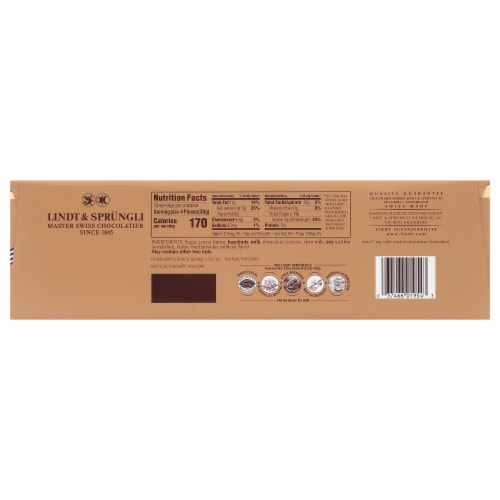 Lindt Swiss Milk Chocolate with Whole Hazelnuts Bar Perspective: back