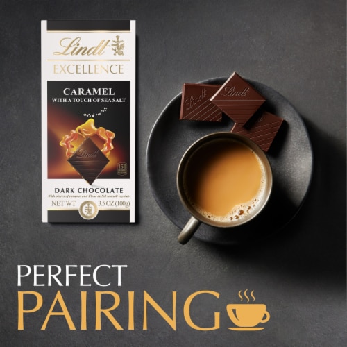 Lindt EXCELLENCE Caramel Sea Salt Dark Chocolate Candy Bar Perspective: back