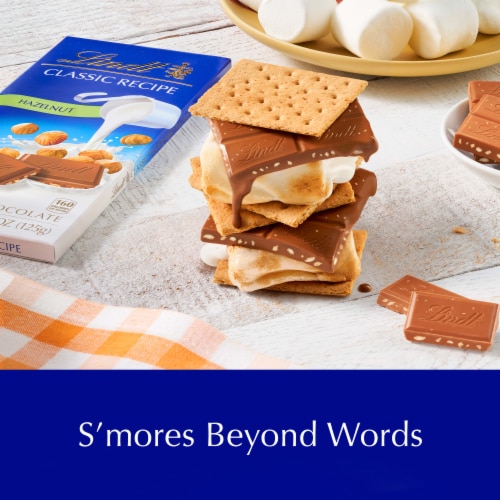 Lindt CLASSIC RECIPE Hazelnut Milk Chocolate Candy Bar Perspective: back