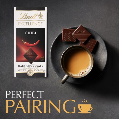 Lindt EXCELLENCE Chili Dark Chocolate Candy Bar Perspective: back