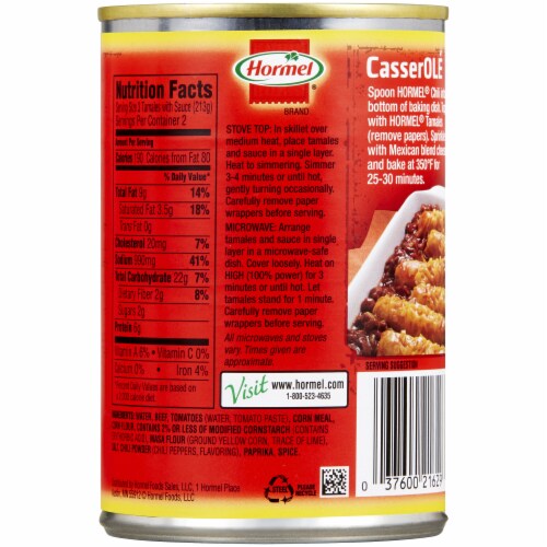 Hormel® Beef Tamales in Chili Sauce Perspective: back