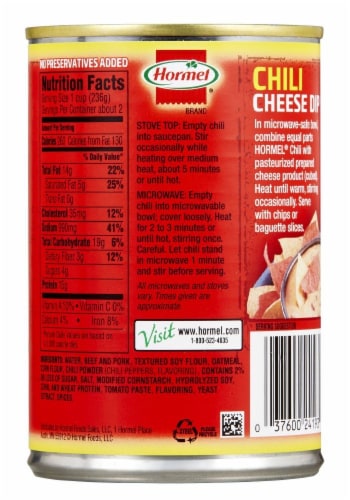 Hormel® No Beans Chili Perspective: back