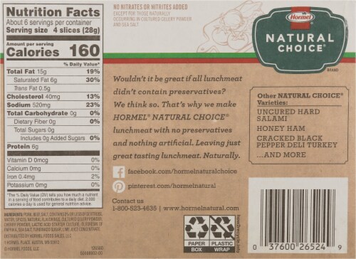 Hormel® Natural Choice® Uncured Pepperoni Slices Perspective: back