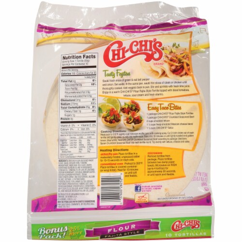 Chi-Chi's Soft Fajita Style Flour Tortillas Perspective: back